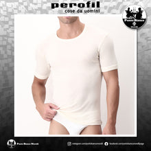 Carica l'immagine nel visualizzatore di Gallery, Maglia intima da uomo manica corta girocollo in lana e seta Cammello Perofil