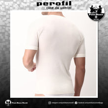 Carica l'immagine nel visualizzatore di Gallery, Maglia intima da uomo manica corta girocollo in lana e seta Cammello Perofil