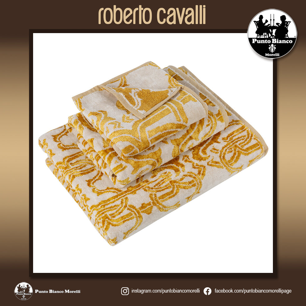 ROBERTO CAVALLI HOME LOGO GOLD Set asciugamani in spugna per