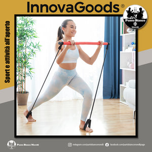 Barra da fitness con bande elastiche di resistenza e manuale per gli esercizi Resibar InnovaGoods