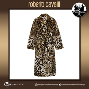 ROBERTO CAVALLI | BRAVO - ANIMALIER Accappatoio spugna con collo sciallato