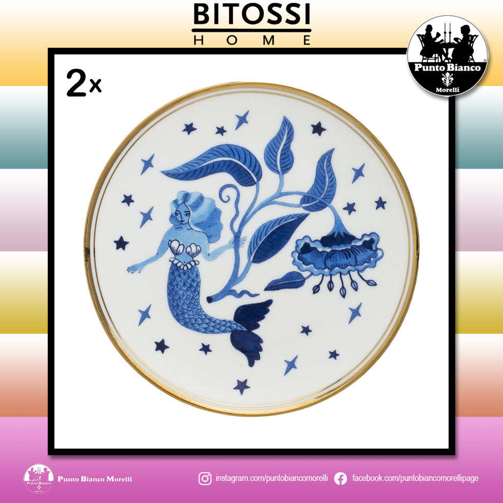 BITOSSI HOME | Sirena blu - Set 2 piatti frutta o dessert